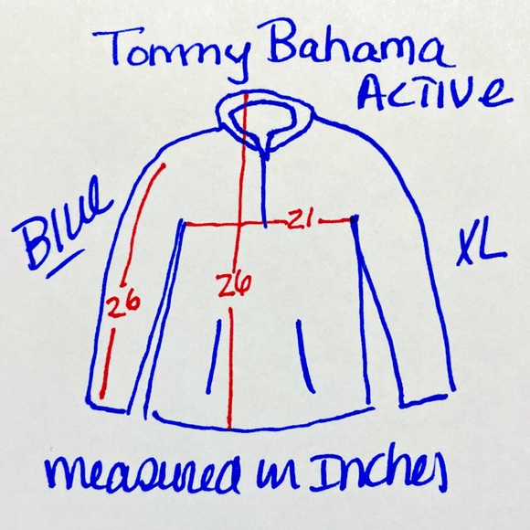 Tommy Bahama Active 1/4 Zip Top. Kangaroo Front Pocket. Like New. Blue. Large. - Picture 6 of 7